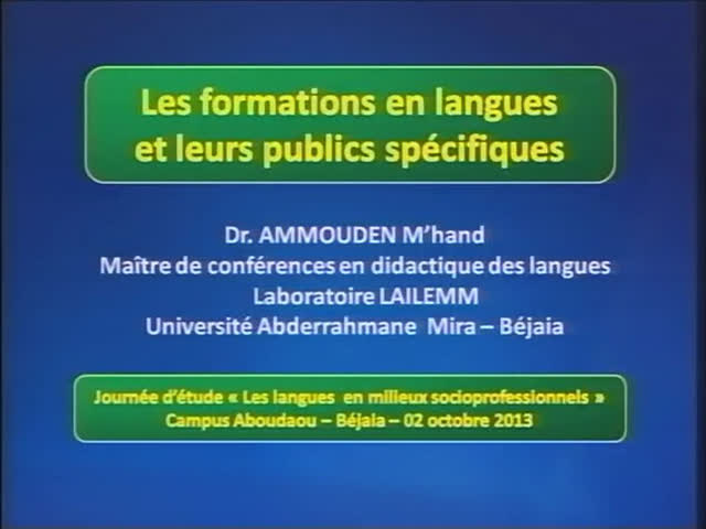 Communication du Dr AMMOUDEN M’hand