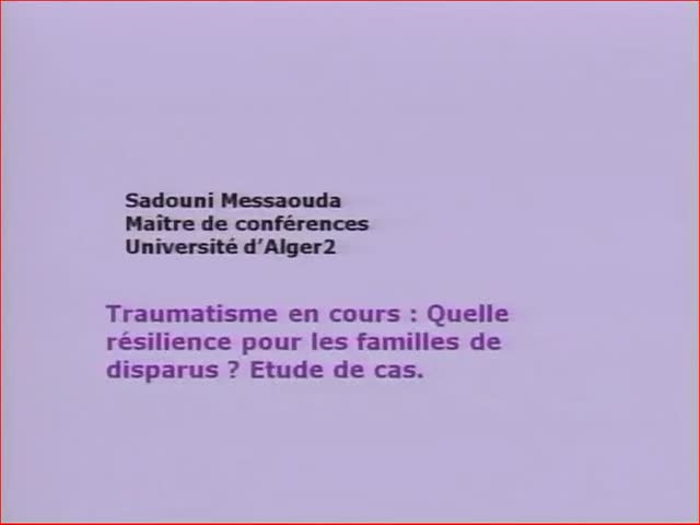 Communication Mme SADOUNI Messaouda