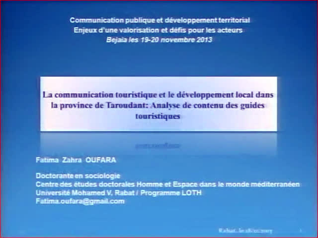 Communication de Mme Fatima Zouhra OUFARA