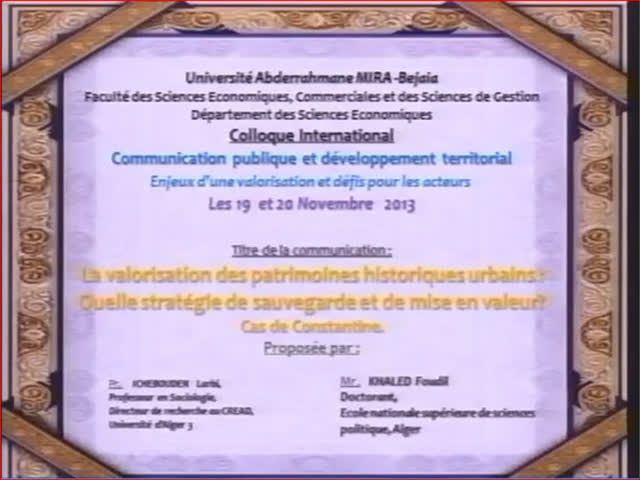 Communication de Mr KHALED Foudil