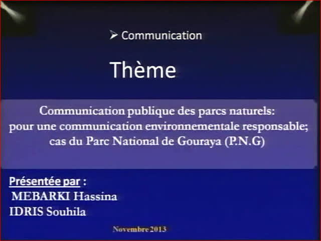 Communication présentée par MEBARKI HASSINA