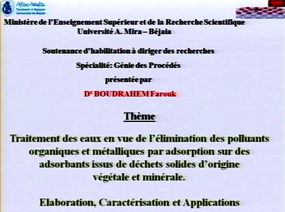 Soutenance d’une Habilitation Universitaire par Dr BOUDRAHEM Farouk