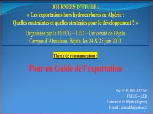 Communication du Pr M.BELATTAF