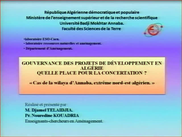 Communication de Mr Djamel TELAIDJIA