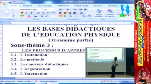 LES BASES DIDACTIQUES DE L’ÉDUCATION PHYSIQUE (Troisième partie), BOUGHADOU Mustapha Prt01