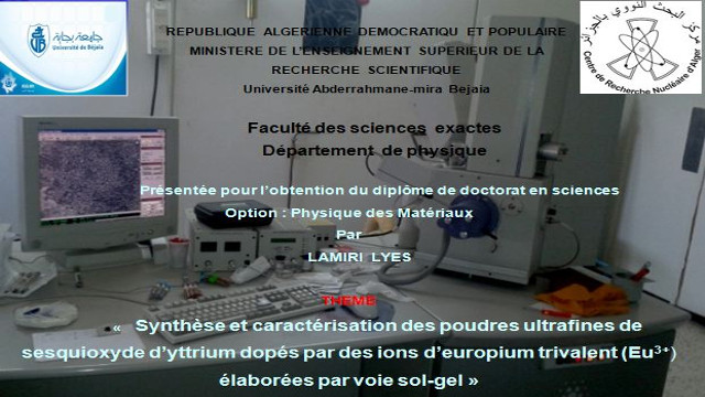 Soutenance de thèse de doctorat de M. LAMIRI Lyes