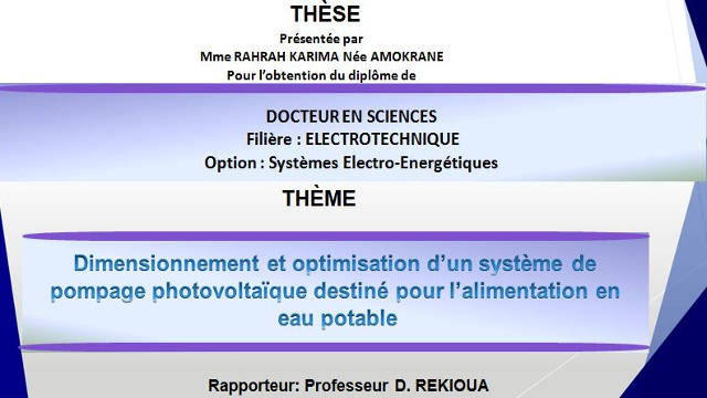 Soutenance de doctorat de Mme RAHRAH Karima née AMOKRANE