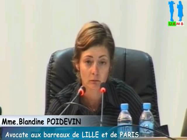 Conférence de Mme. Blandine POIDEVIN, Avocate aux barreaux de LILLE et de PARIS