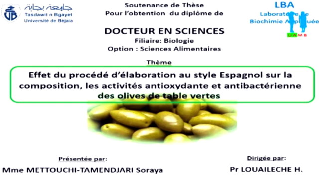 Débat2 soutenance doctorat, Biologie, METTOUCHI Soraya