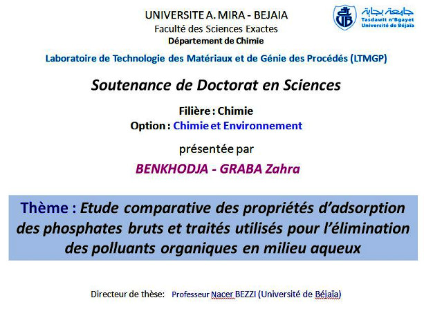 Débat04, soutenance de doctorat en sciences, Mme GRABA Zahra