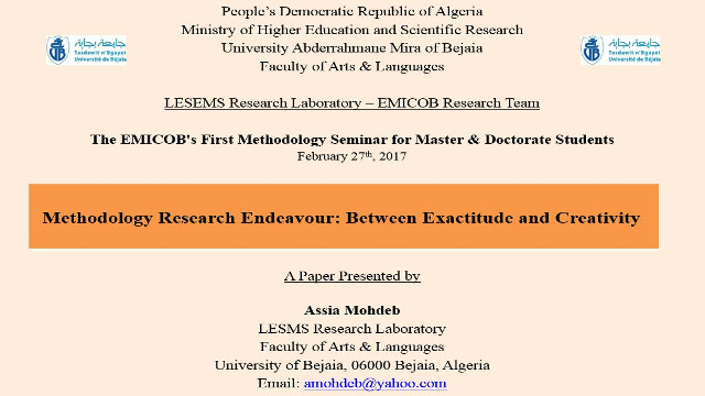 Conférence de Mme Assia Mohdeb