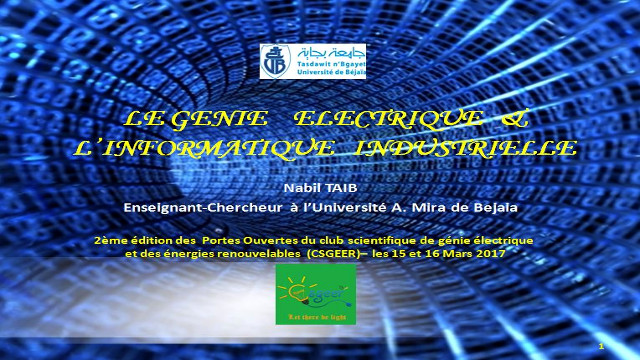 Conférence animée par: TAIB Nabil, enseignant Univ. Bejaia