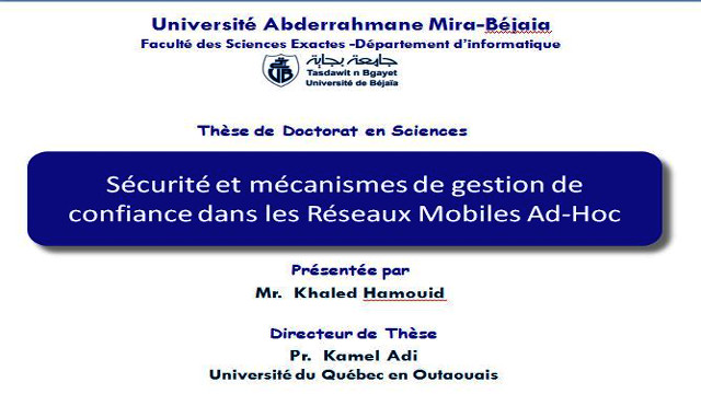 Débat 04, soutenance doctorat en sciences, HAMOUID Khaled