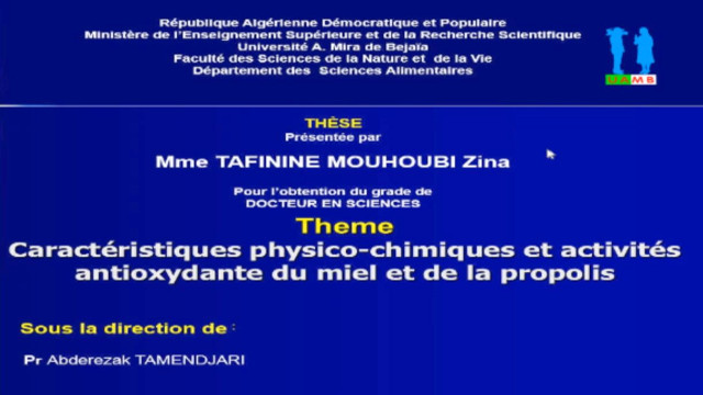 Débat autour de la soutenance de doctorat en Sciences par: TAFININE Zina, part 06