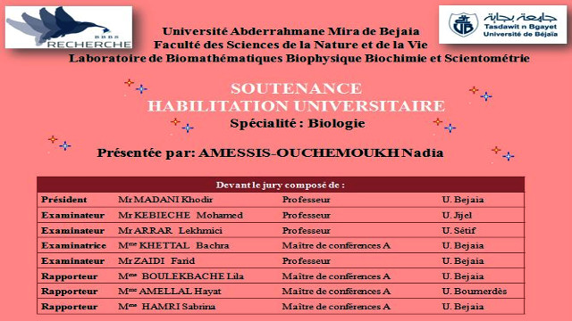 Débat 07, soutenance H U, biologie, OUCHEMOUKH Nadia