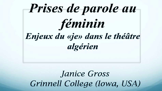 Débat, conférence de Janice GROSS,  Grinnell College, USA