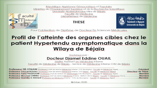 Débat 05, soutenance doctorat méd. Dr Djamel Eddine OUAIL