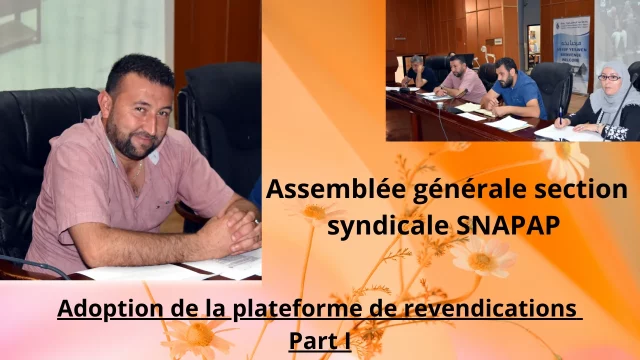 Assemblée générale section syndicale SNAPAP pour l’adoption de la plateforme de revendications part 1