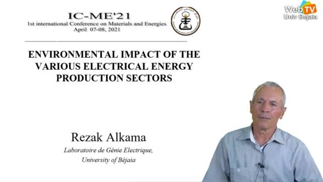 Communication du Pr Rezak Alkama IC-ME’21 1st international Conference on Materials and Energies