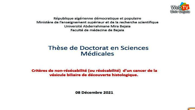 Débat Soutenance doctorat en médecine Dr BELKHERCHI Salim