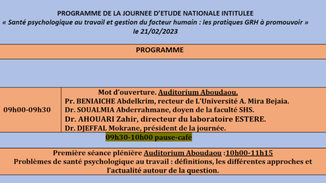 Clôture,  » Santé psychologique au travail et gestion .. »