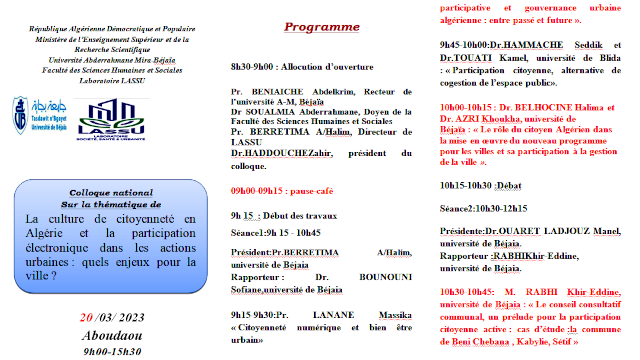 Lecture recommandations HADDOUCHE Zahir, clôture  colloque