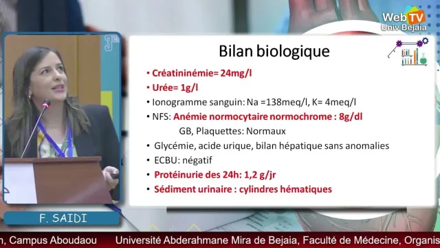 Conférence animée par: Dr F. SAIDI, CHU de Bejaia