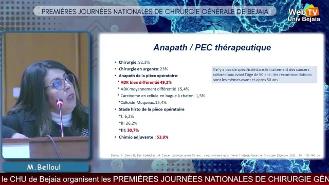 Conférence animée par :Dr. M. BELLOUL, Service gastroentérologie, CHU-BEJAIA