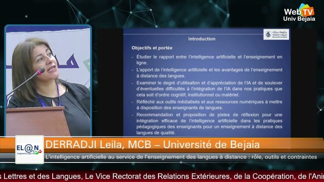 Conférence presentée par: DERRADJI Leila, MCB – Université de Bejaia