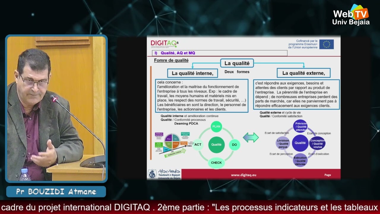 Formation à l'échelle locale, assurée par Pr BOUZIDI Athmane, Responsable de la Cellule Assurance Qualité, dans le cadre du projet international "DIGITAQ"