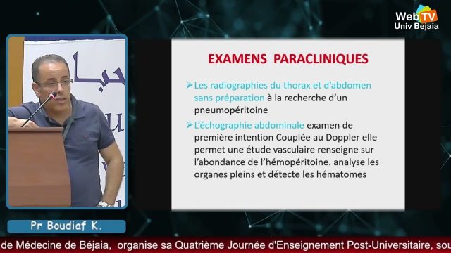 Conférence animée par: Dr BOUDIAF A. , CHU Bologhine