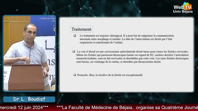 Conférence animée par: Dr L. BOUDIAF, MA, Béjaïa, service de chirurgie infantile, CHU Béjaïa, Faculté de Médecine-Bejaïa