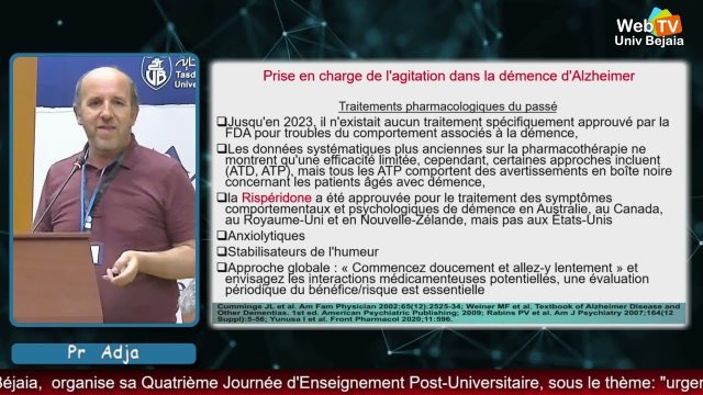 Conférence animée par: Pr ADJA, Chef de service de psychiatrie, CHU Béjaïa, Faculté de Médecine-Bejaïa