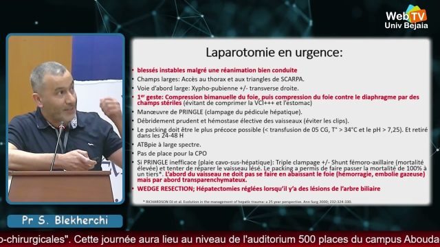 Conférence animée par: Pr Salim BELKHERCHI, Faculté de Médecine-Bejaïa