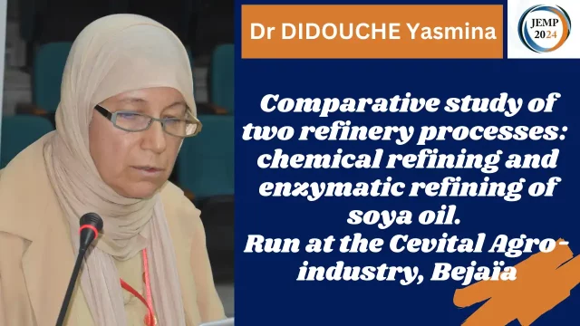 Dr DIDOUCHE Yasmina -Fadila, Research Unit: Materials, Processes and Environment (UR / MPE), University of Boumerdes